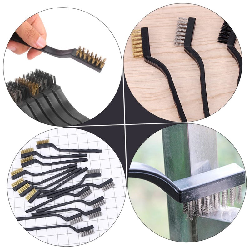 12Pcs Heavy Duty Wire Brush Copper Stainless Steel Bristle for Rust Removal Welding Slag Cleaning - Image 2